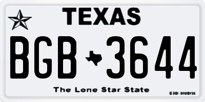 TX license plate BGB3644