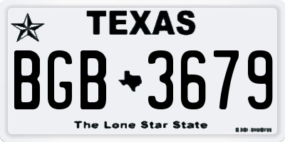 TX license plate BGB3679