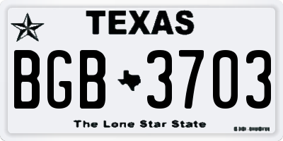 TX license plate BGB3703