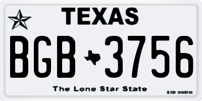 TX license plate BGB3756