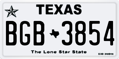 TX license plate BGB3854