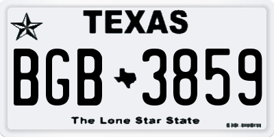TX license plate BGB3859