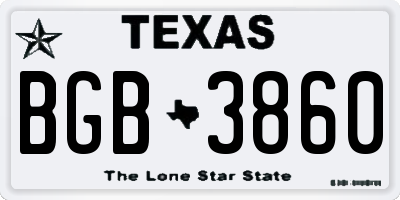 TX license plate BGB3860
