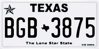 TX license plate BGB3875