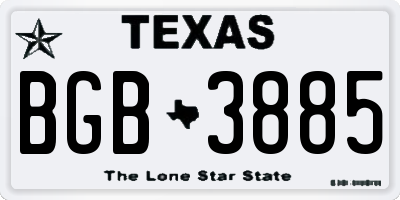 TX license plate BGB3885