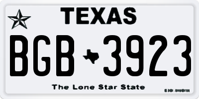 TX license plate BGB3923