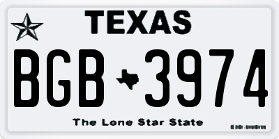 TX license plate BGB3974