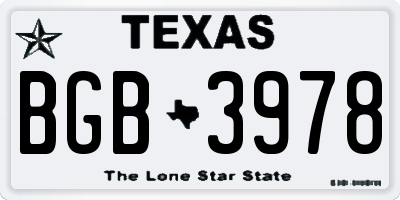 TX license plate BGB3978