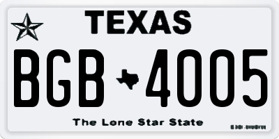 TX license plate BGB4005