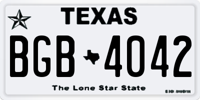 TX license plate BGB4042