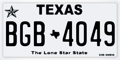 TX license plate BGB4049