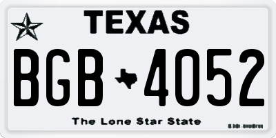 TX license plate BGB4052