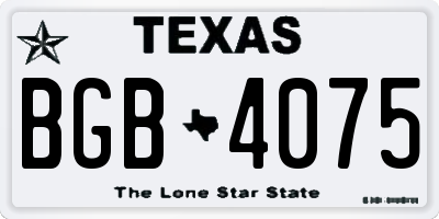 TX license plate BGB4075