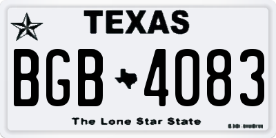 TX license plate BGB4083
