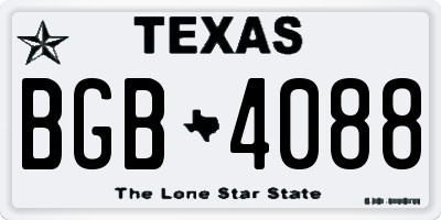 TX license plate BGB4088