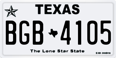 TX license plate BGB4105