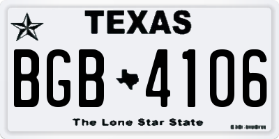 TX license plate BGB4106