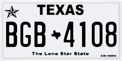 TX license plate BGB4108