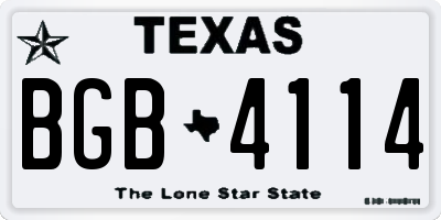 TX license plate BGB4114