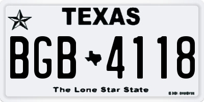 TX license plate BGB4118