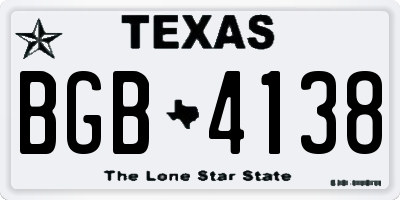 TX license plate BGB4138