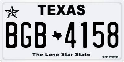 TX license plate BGB4158