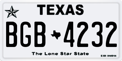 TX license plate BGB4232