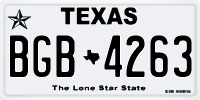 TX license plate BGB4263