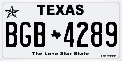 TX license plate BGB4289