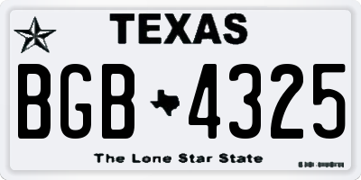 TX license plate BGB4325