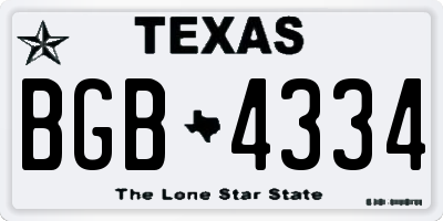 TX license plate BGB4334
