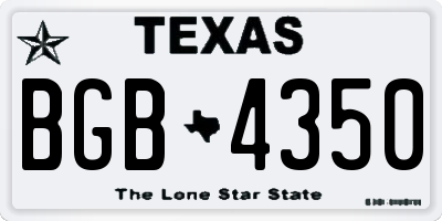 TX license plate BGB4350