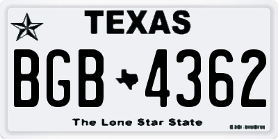 TX license plate BGB4362