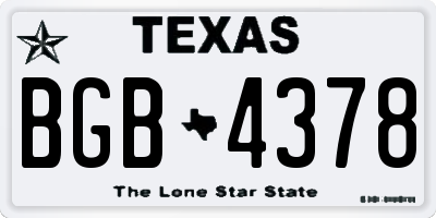 TX license plate BGB4378