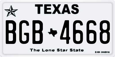 TX license plate BGB4668