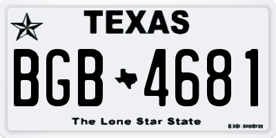 TX license plate BGB4681