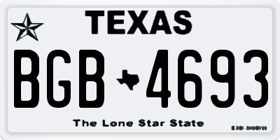 TX license plate BGB4693