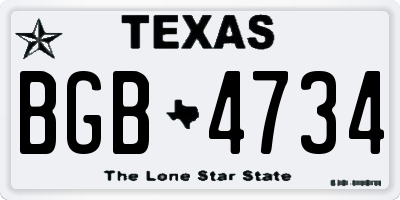 TX license plate BGB4734