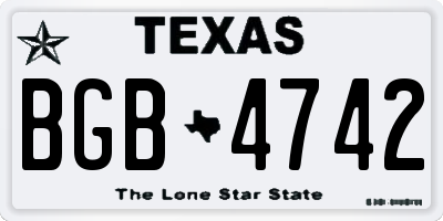 TX license plate BGB4742