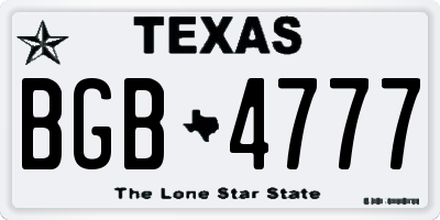 TX license plate BGB4777