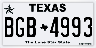 TX license plate BGB4993