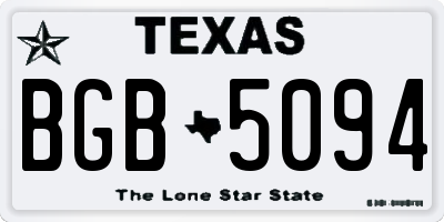 TX license plate BGB5094
