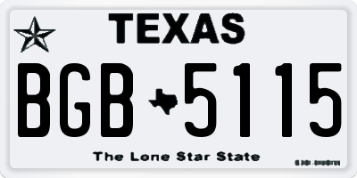 TX license plate BGB5115