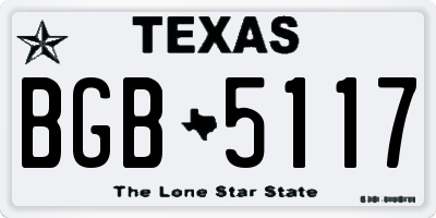 TX license plate BGB5117