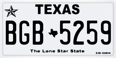 TX license plate BGB5259