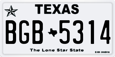 TX license plate BGB5314