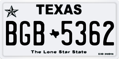 TX license plate BGB5362