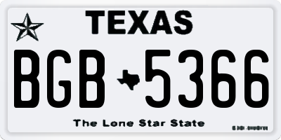 TX license plate BGB5366