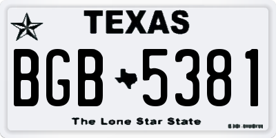 TX license plate BGB5381