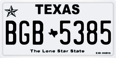 TX license plate BGB5385